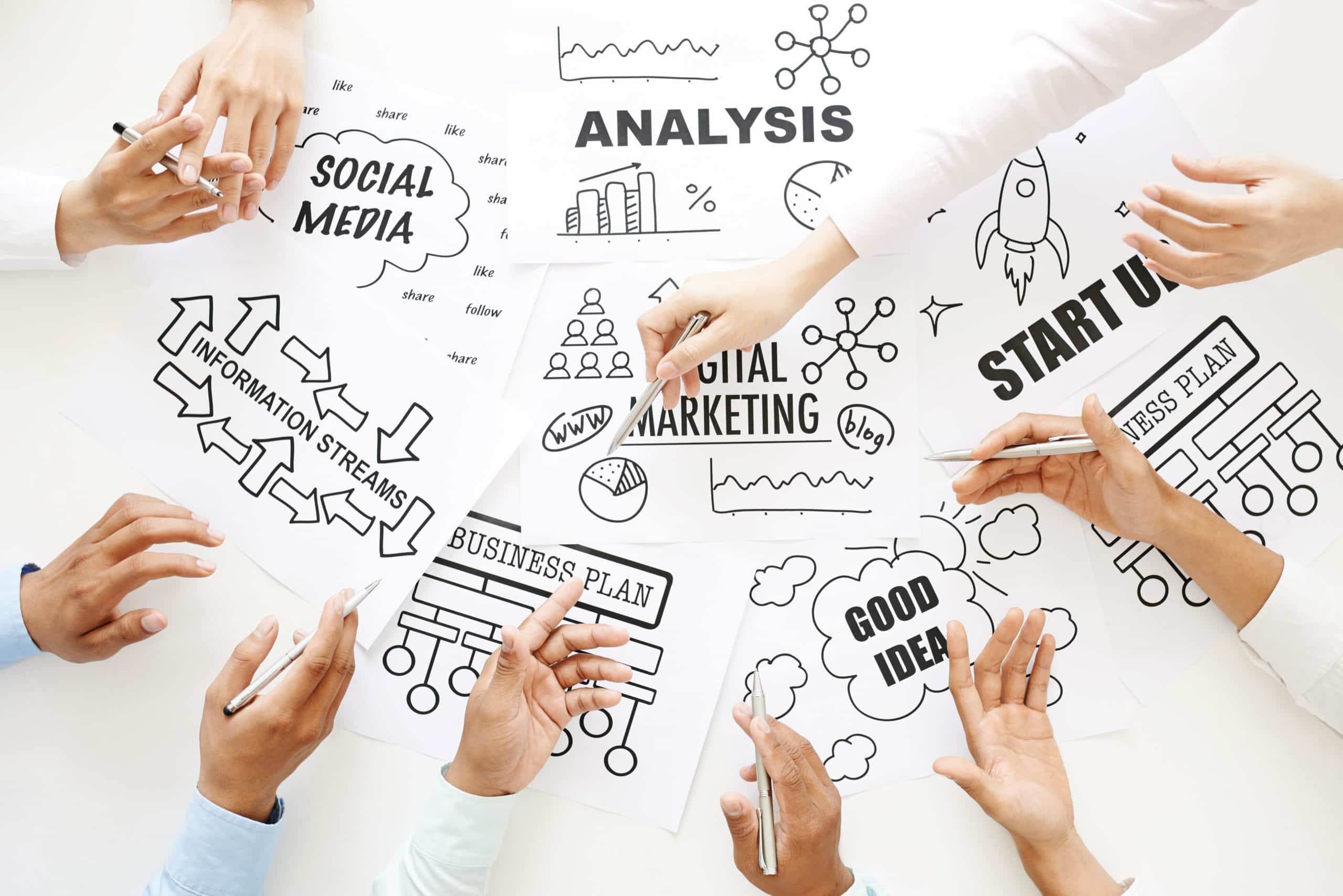 Team discussing local advertising strategy and campaign rollout